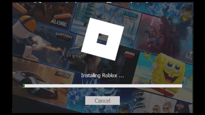 Thanh tiến trình cài đặt Roblox Player hoàn tất, sẵn sàng để khởi chạy game trên máy tính laptop