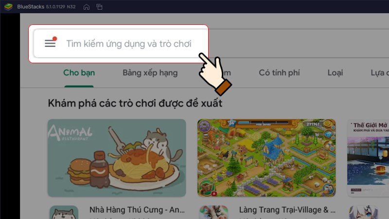 Thanh tìm kiếm Play Together trên cửa hàng ứng dụng giả lập