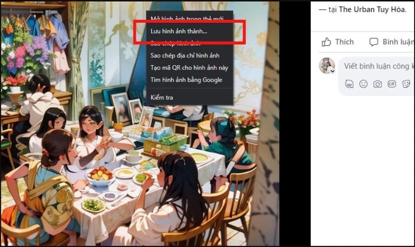Thao tác chuột phải để lưu hình ảnh từ Facebook về máy tính
