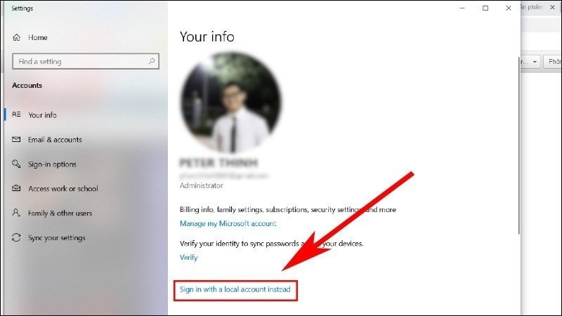 Thao tác đổi tài khoản để vô hiệu hóa mật khẩu