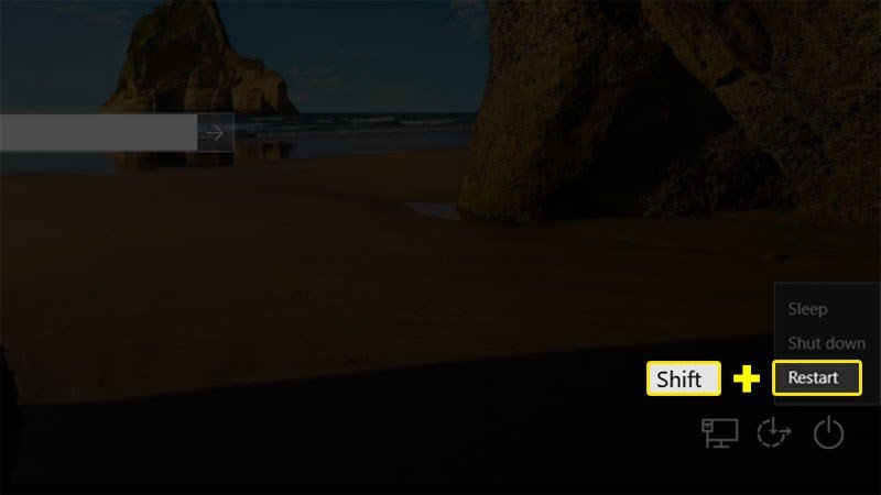 Thao tác giữ phím Shift và chọn Restart để vào chế độ nâng cao