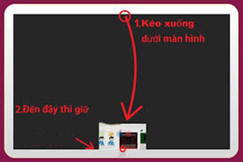Thao tác kéo từ mép trên màn hình để đóng và tắt ứng dụng chạy ngầm trên laptop Windows 8