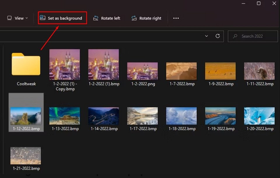 Thay đổi ảnh nền desktop Windows 11 trực tiếp từ File Explorer.