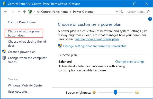 Thay đổi cài đặt nút nguồn laptop không shutdown được Win 11