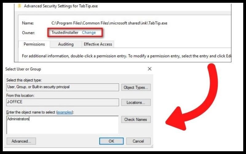 Thay đổi chủ sở hữu file hệ thống để khóa touchpad HP