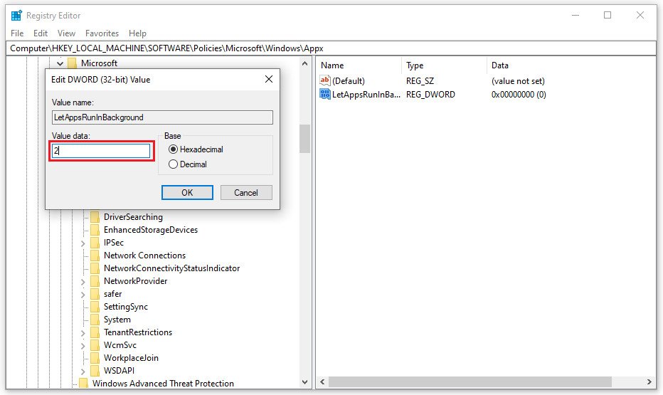Thay đổi giá trị DWORD trong Registry Editor để quản lý phần mềm chạy ngầm.