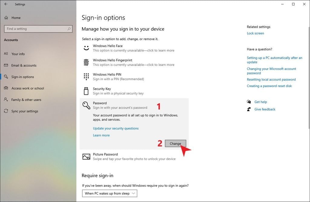 Thay đổi mật khẩu để tắt hoặc gỡ