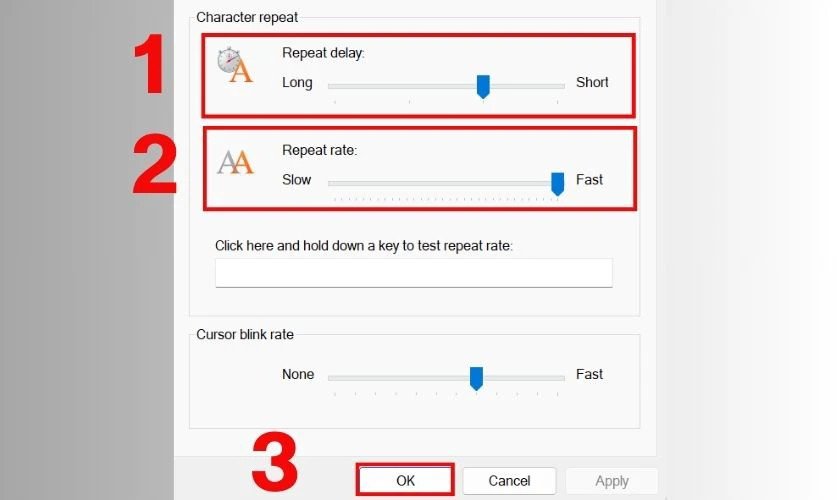 Thay đổi thuộc tính bàn phím để cải thiện tốc độ