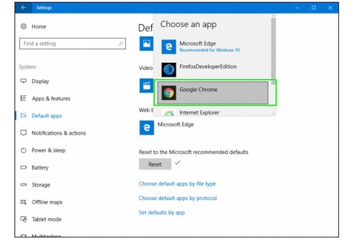 Thay đổi trình duyệt mặc định trong menu pop-up trên laptop mới