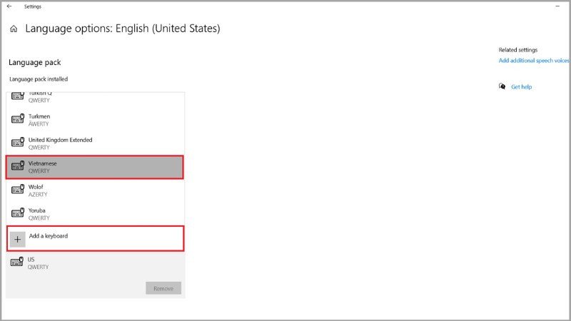 Thêm hoặc thay đổi chuẩn bàn phím mới để giải quyết lỗi gõ chữ trên laptop bị sai