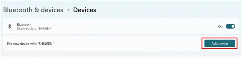 Thêm thiết bị mới để ghép nối AirPod với máy tính xách tay