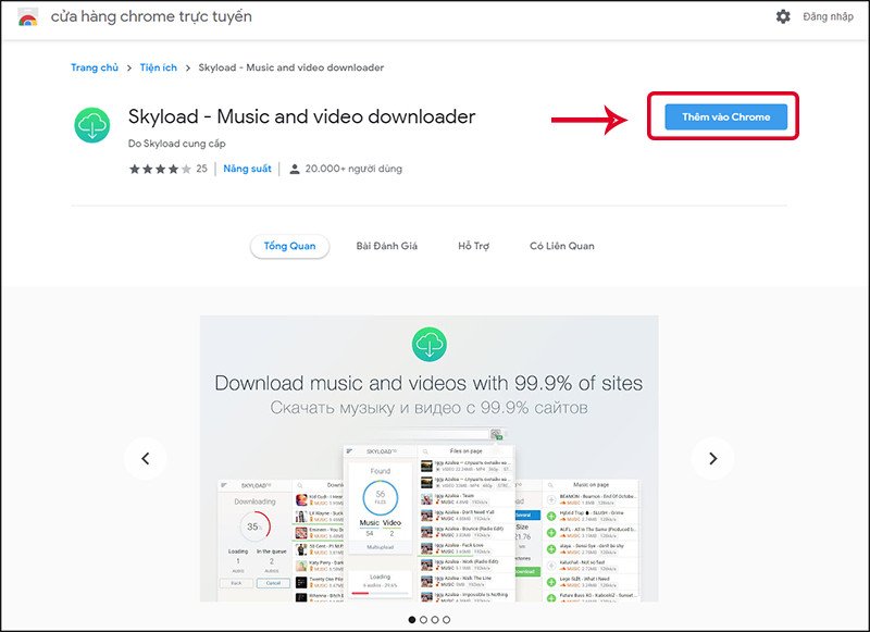 Thêm tiện ích Skyload vào trình duyệt Chrome