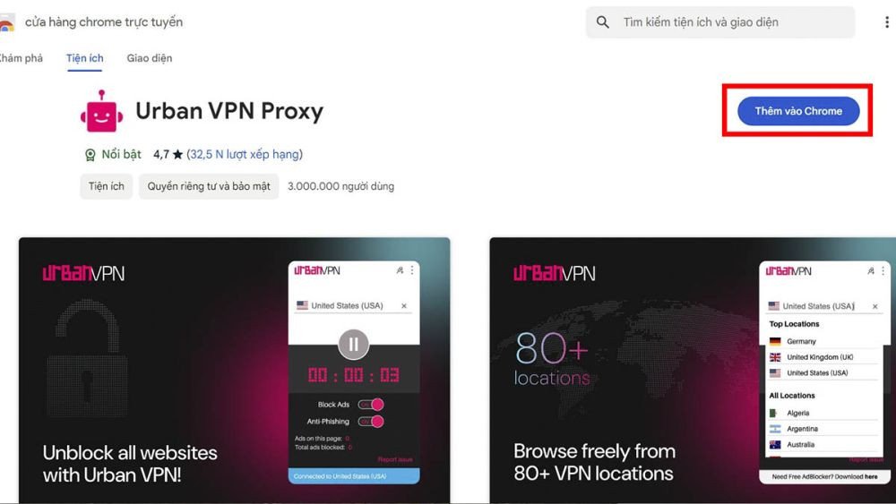 Thêm tiện ích Urban VPN Proxy vào Chrome