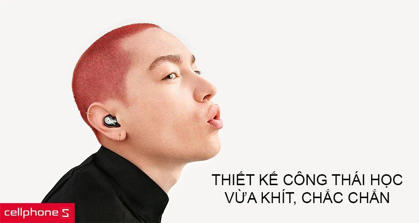 Thiết kế công thái học của tai nghe Samsung Buds Live màu đồng