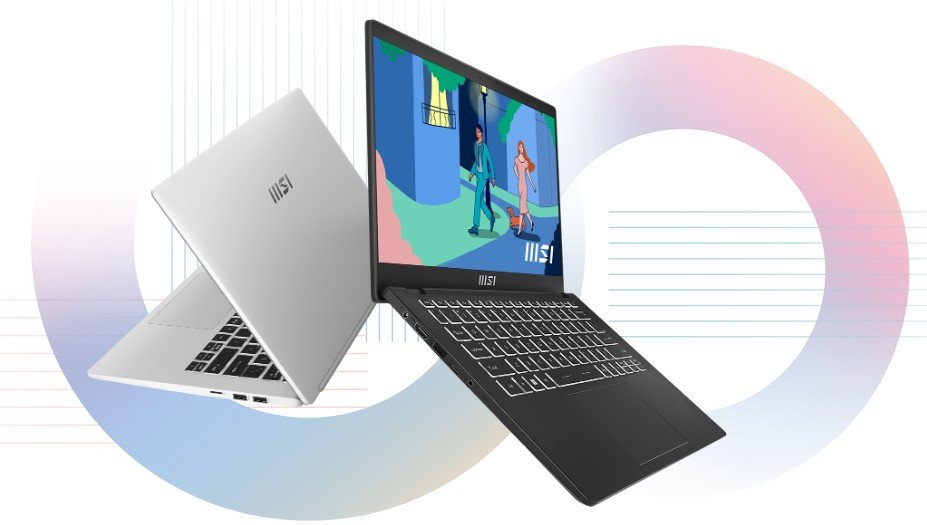 Thiết kế mỏng nhẹ của laptop MSI Modern 14 C11M-011VN màu đen