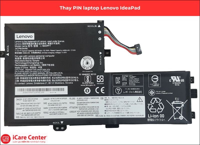 Thiết kế pin Li-Po hoặc Li-ion đa dạng cho các dòng Lenovo IdeaPad
