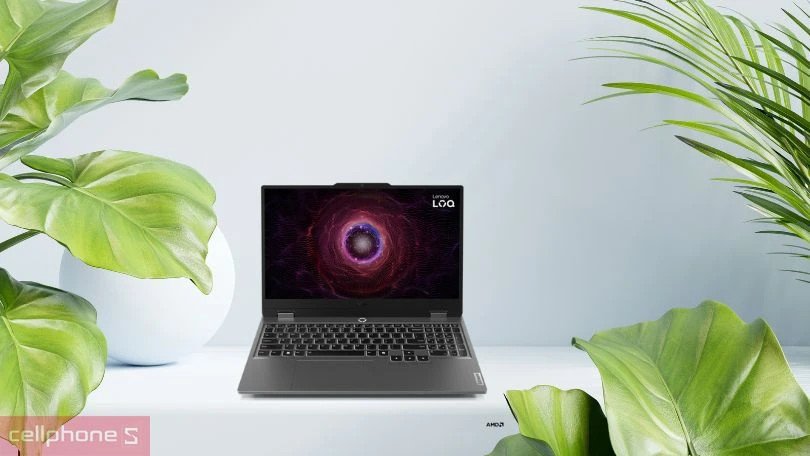 Thiết kế thanh lịch của laptop Lenovo LOQ 15ARP9 83JC007HVN với màu xám chủ đạo