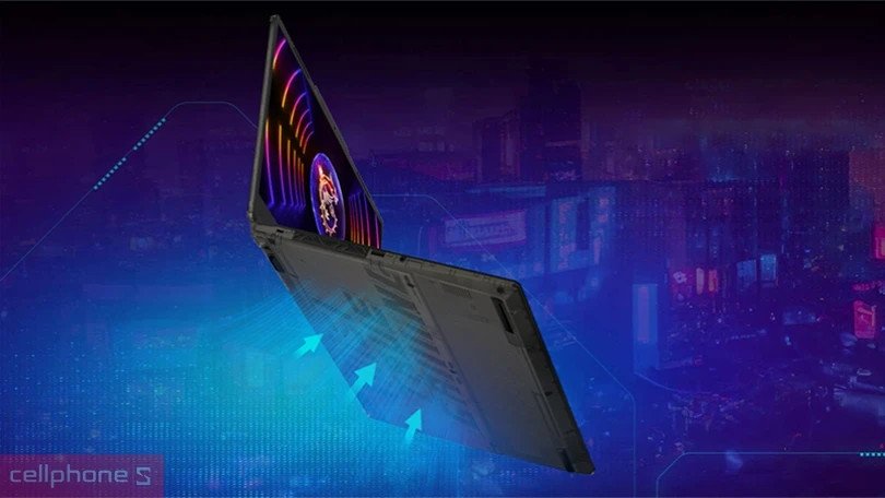 Thiết kế tương lai của laptop MSI Cyborg 15 A12VE-240VN với các đường nét mạnh mẽ, vỏ máy bán trong suốt