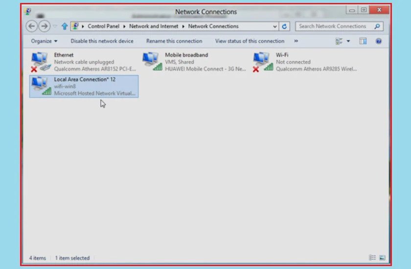 Thiết lập chia sẻ Internet qua Properties của kết nối mạng trên Win 7