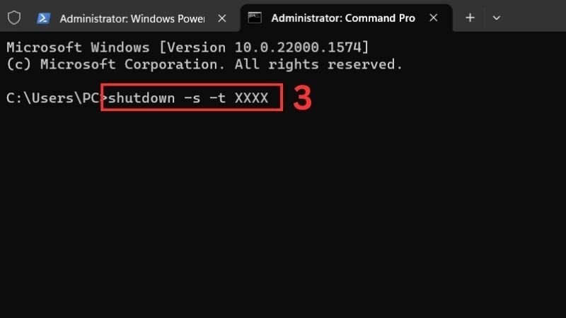 Thiết lập hẹn giờ tắt laptop Win 11 qua Windows Terminal