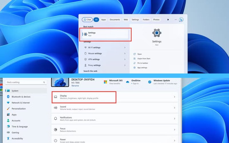 Thiết lập hiển thị màn hình trong cài đặt hệ thống trên laptop