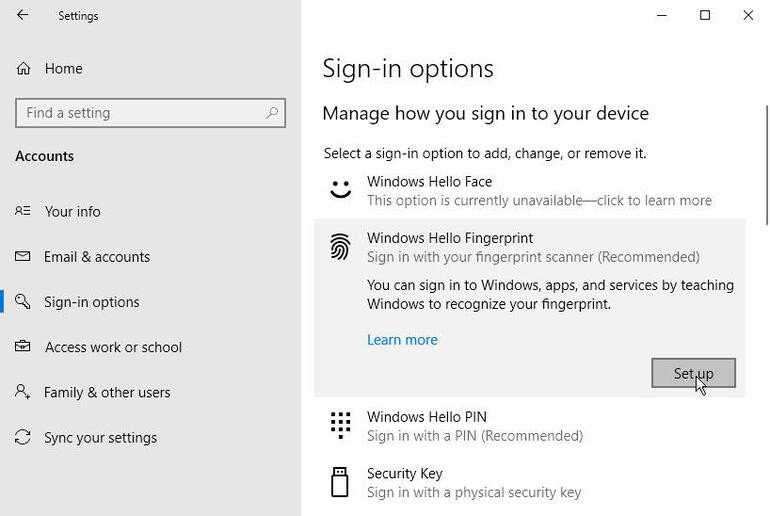 Thiết lập mã PIN dự phòng cho tính năng đăng nhập vân tay trên laptop Dell