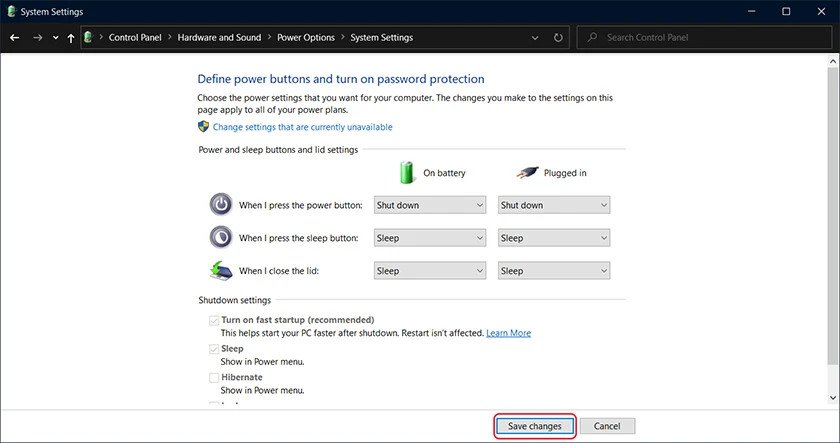 Thiết lập nút nguồn để tắt máy tính xách tay HP