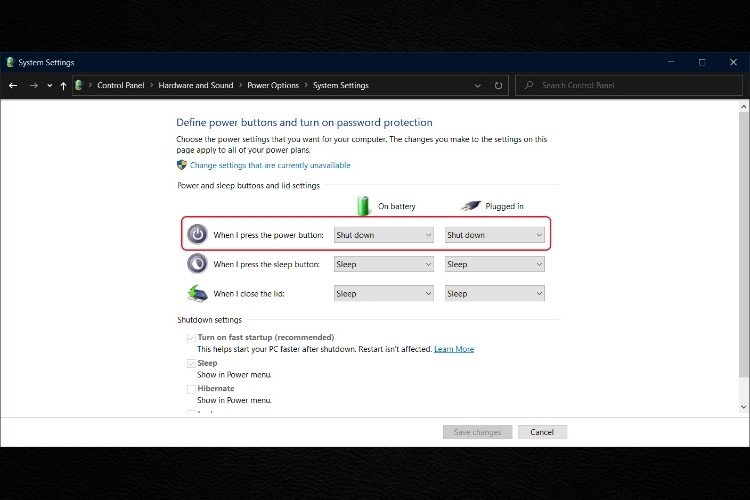 Thiết lập Shut down cho nút Power khi laptop bị đơ