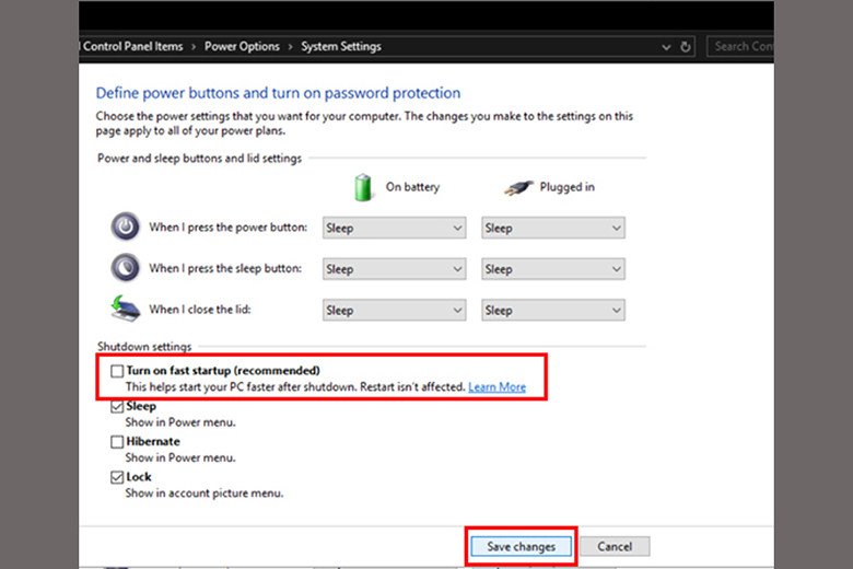 Thiết lập tắt tính năng Fast Startup trên Windows để giải quyết lỗi laptop không tắt nguồn được