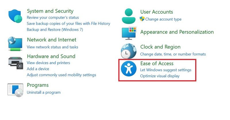Thiết lập tính năng Mouse Keys trong Control Panel