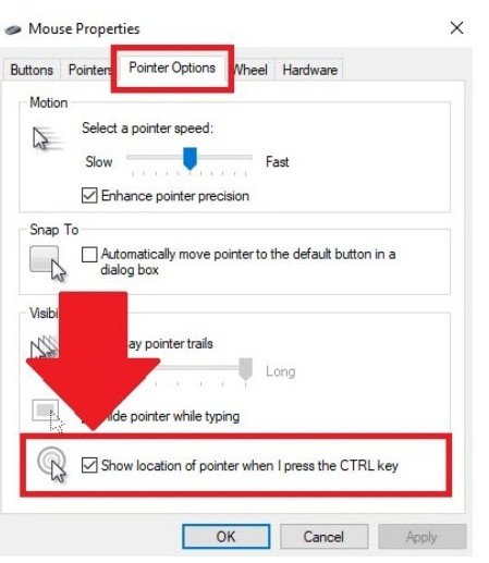 Thiết lập tùy chọn hiển thị con trỏ khi mất chuột trên màn hình laptop