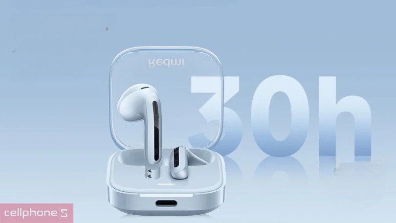thời lượng pin 30 giờ và sạc nhanh của tai nghe xiaomi buds 6