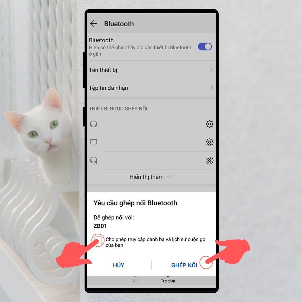 Thông báo kết nối thành công giữa tai nghe Bluetooth và điện thoại OPPO
