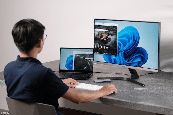 Thông báo kết nối thành công khi dùng màn hình laptop cho PC