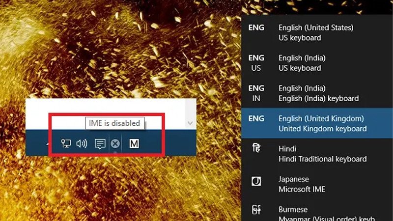 Thông báo lỗi IME is disabled thường gặp trên laptop Windows