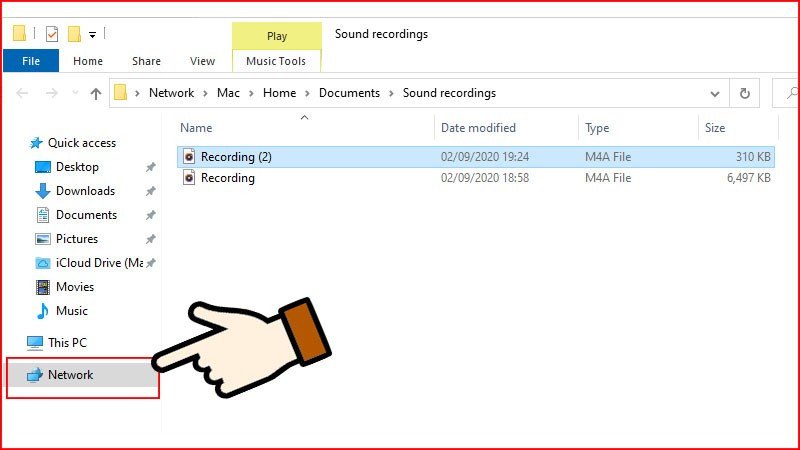 Thư mục file ghi âm được lưu