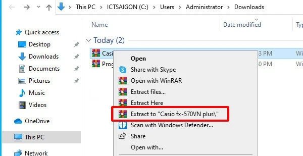 Thư mục sau khi giải nén để cài đặt Casio FX-570VN Plus trên PC