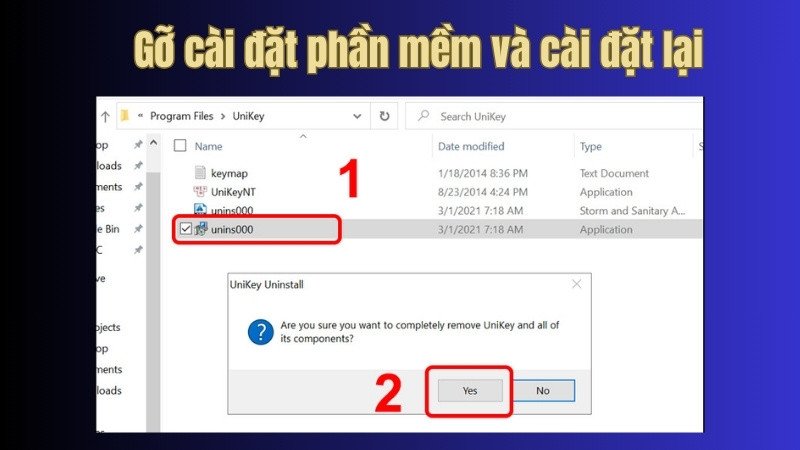 Thực hiện gỡ và cài đặt lại bộ gõ tiếng Việt Unikey để sửa lỗi gõ chữ trên laptop bị lỗi