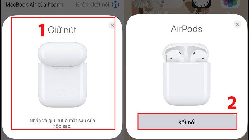 Thực hiện kết nối tai nghe AirPods với thiết bị