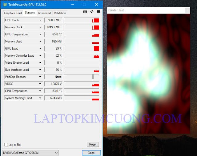Thực hiện render test với GPU-Z