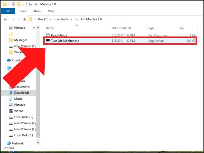 Thực thi file Turn Off Monitor.exe để tắt màn hình laptop tức thời