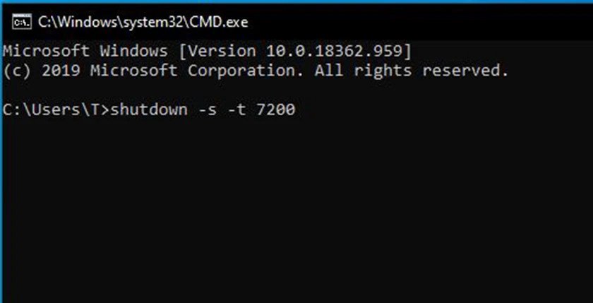 Thực thi lệnh shutdown -s -t trong Command Prompt để hẹn giờ tắt laptop Win 10