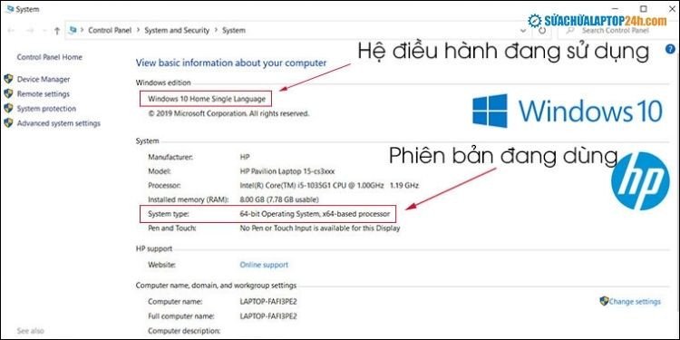 Thuộc tính laptop