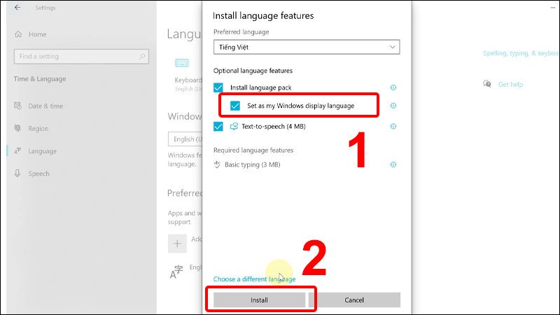 Tick vào Set as my Windows display language và bắt đầu cài đặt