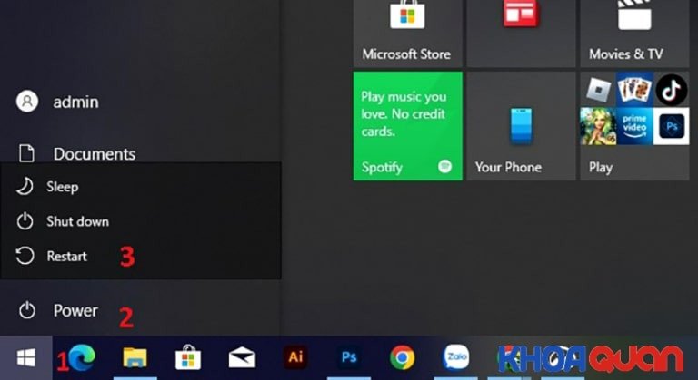 Tiến hành khởi động lại máy để khắc phục lỗi laptop Dell không vào được wifi