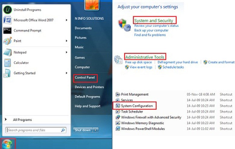 Tiện ích System Configuration (msconfig.exe) hỗ trợ tắt ứng dụng chạy ngầm trên laptop Windows 7