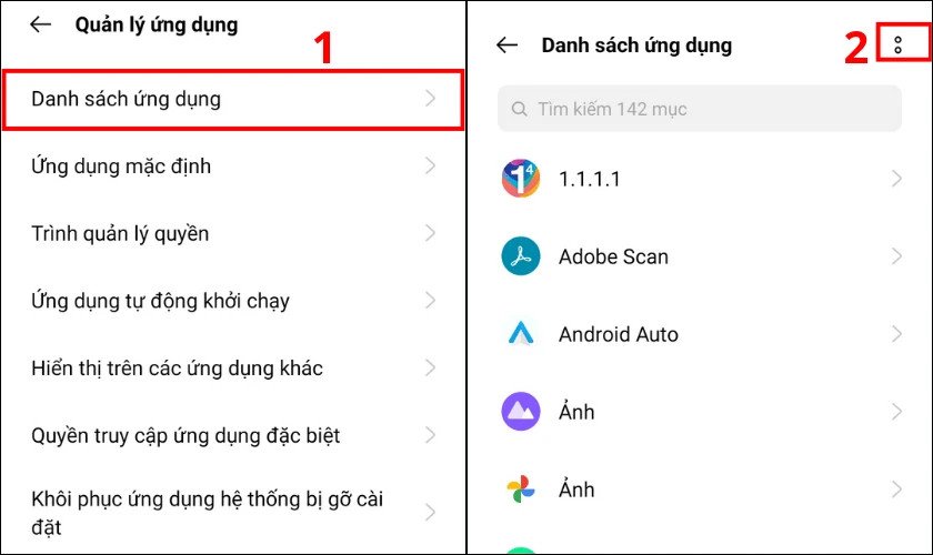 Tìm biểu tượng cài đặt ứng dụng trên Android