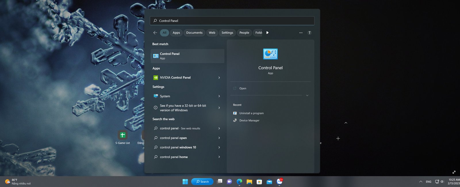 Tìm Control Panel để mở khóa bàn phím laptop