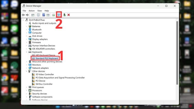 Tìm kiếm cập nhật driver để cài đặt lại bàn phím laptop sau khi gỡ bỏ