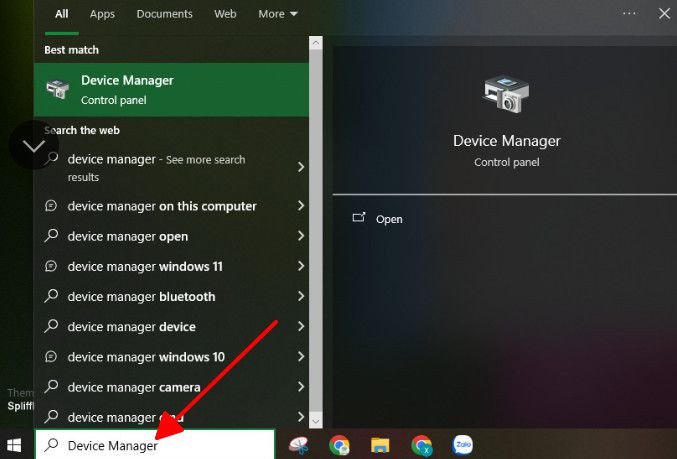 Tìm kiếm Device Manager để quản lý bàn phím trên laptop Dell